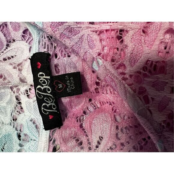 Unicorn ombré mermaid lace flower sheer tank mini dress medium be bop cover up - Picture 6 of 6